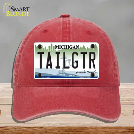 Tailgtr Michigan Novelty License Plate Hat Unconstructed Cotton / Red