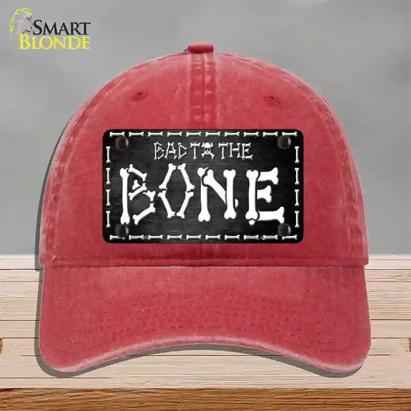 Bad To The Bone Skull Novelty License Plate Hat Unconstructed Cotton / Red