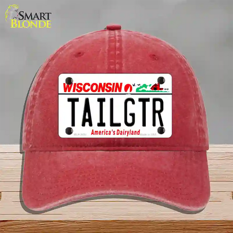 Tailgtr Wisconsin Novelty License Plate Hat Unconstructed Cotton / Red