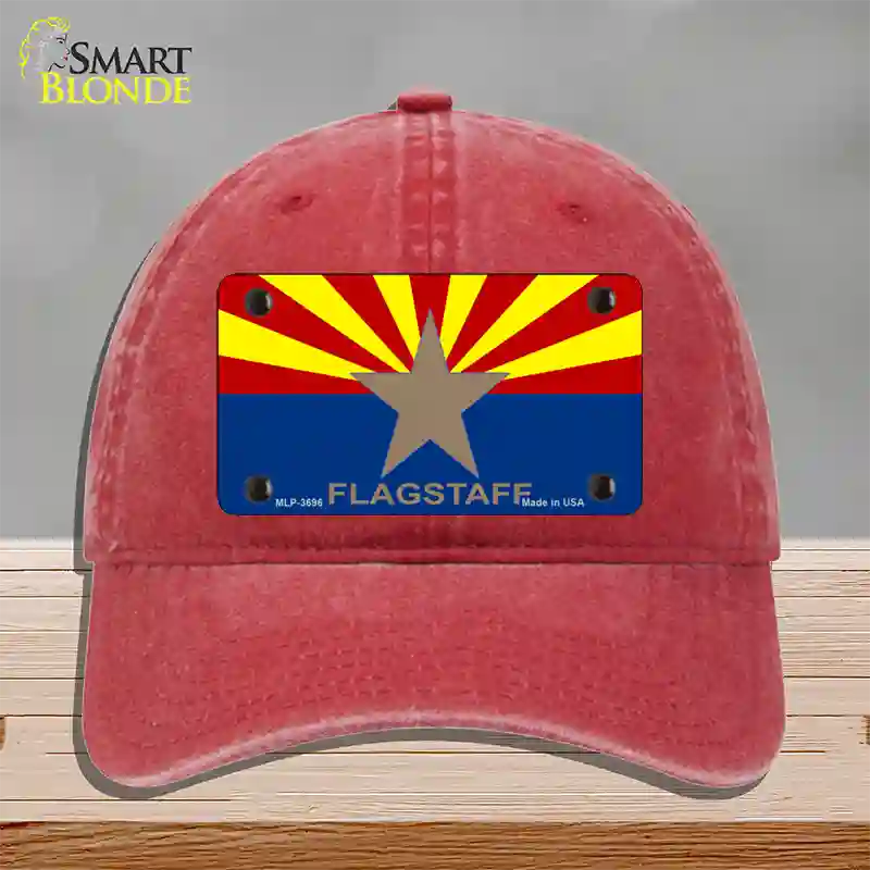 Flagstaff Arizona State Flag Novelty License Plate Hat Unconstructed Cotton / Red