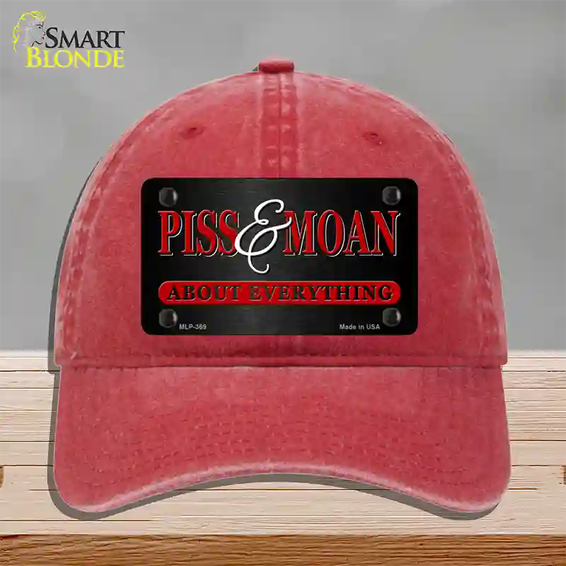 Piss & Moan Novelty License Plate Hat Unconstructed Cotton / Red