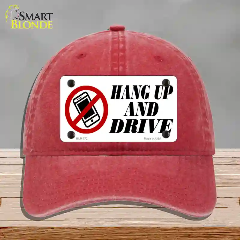 Hang Up And Drive Novelty License Plate Hat Unconstructed Cotton / Red