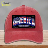 America Novelty License Plate Hat Unconstructed Cotton / Red