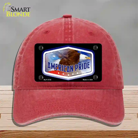 American Pride Novelty License Plate Hat Unconstructed Cotton / Red