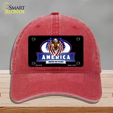 America United Novelty License Plate Hat Unconstructed Cotton / Red