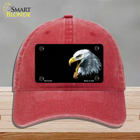 Bald Eagle Offset Novelty License Plate Hat Unconstructed Cotton / Red