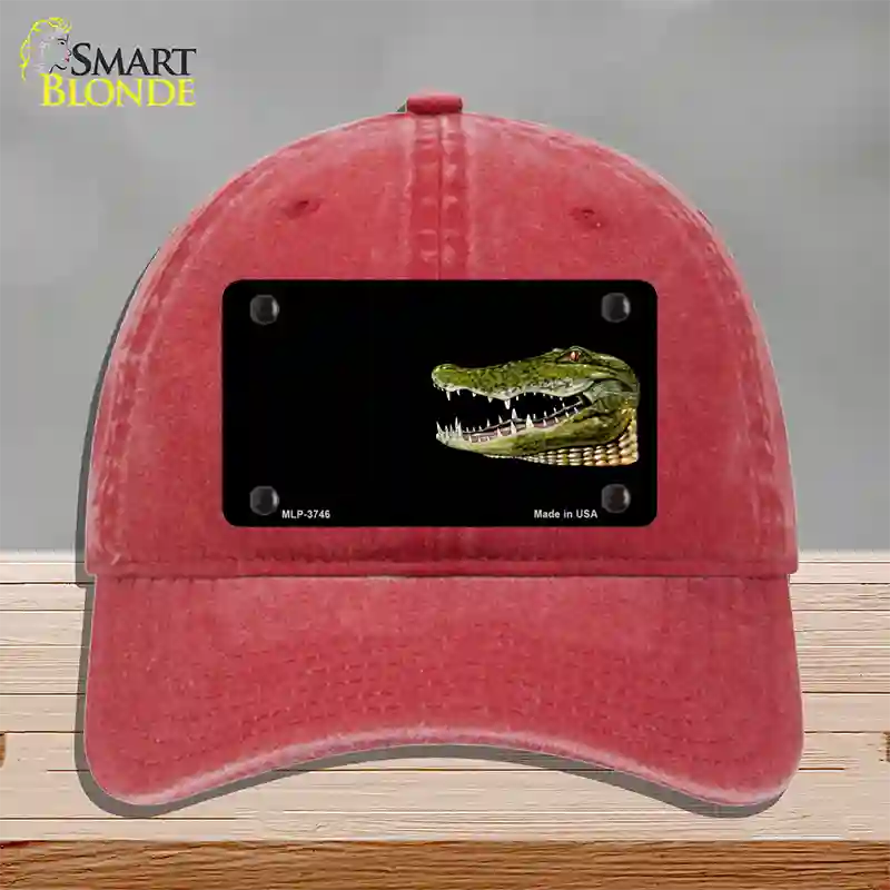 Gator Offset Novelty License Plate Hat Unconstructed Cotton / Red