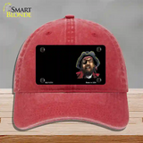 Pirate Offset Novelty License Plate Hat Unconstructed Cotton / Red