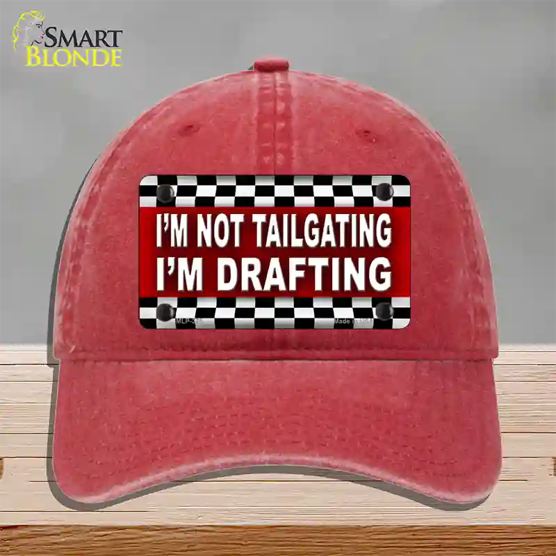 Not Tailgating Drafting Novelty License Plate Hat Unconstructed Cotton / Red