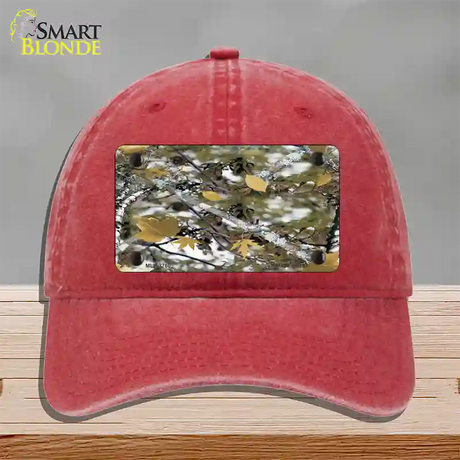 Real Leaf Camouflage Novelty License Plate Hat Unconstructed Cotton / Red