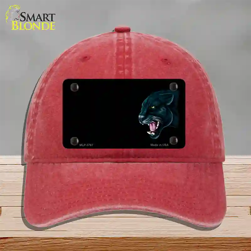 Panther Offset Profile Novelty License Plate Hat Unconstructed Cotton / Red