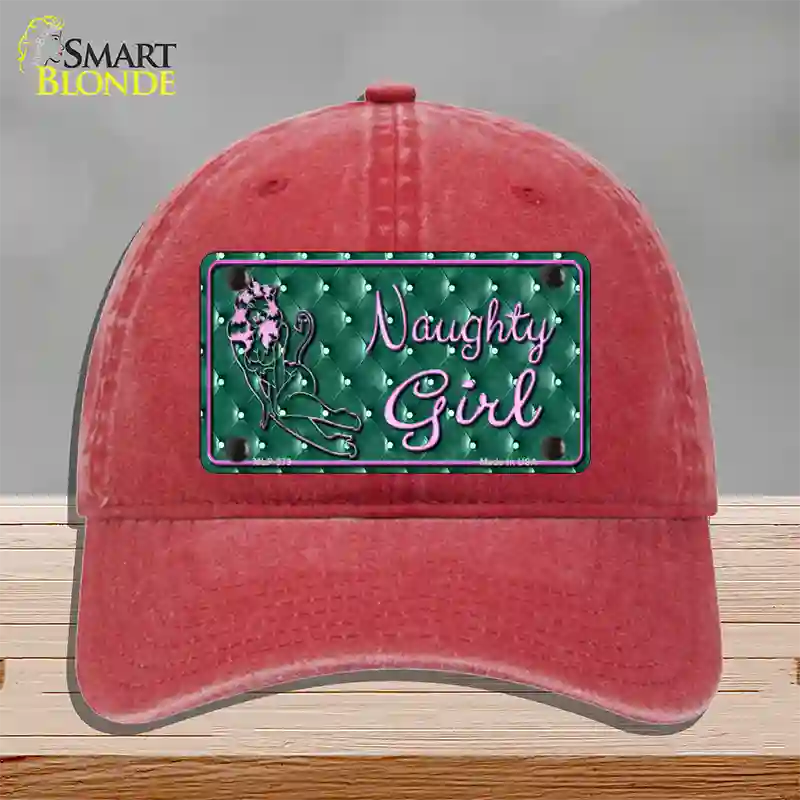 Naughty Girl Novelty License Plate Hat Unconstructed Cotton / Red