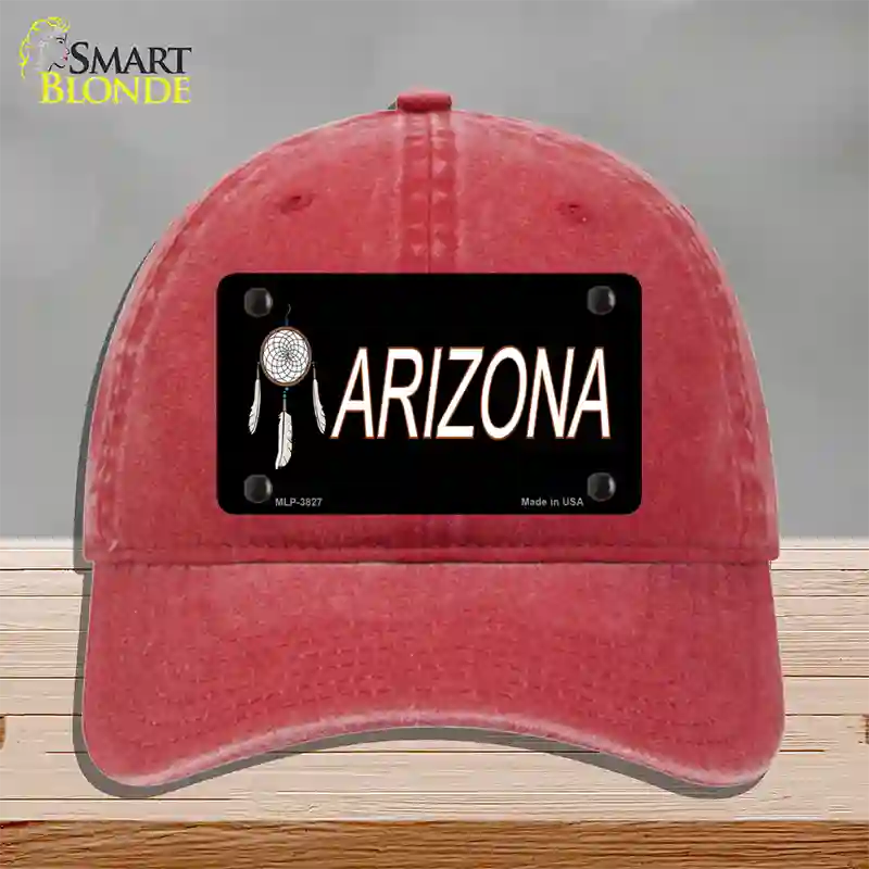 Dreamweaver Offset Arizona Novelty License Plate Hat Unconstructed Cotton / Red