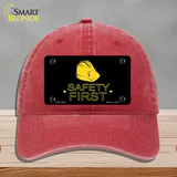 Safety First Novelty License Plate Hat Unconstructed Cotton / Red