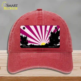 Southwest Pink Sunset Novelty License Plate Hat Unconstructed Cotton / Red