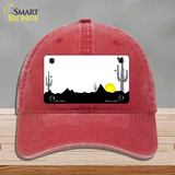 Southwest Cactus Sunrise White Novelty License Plate Hat Unconstructed Cotton / Red