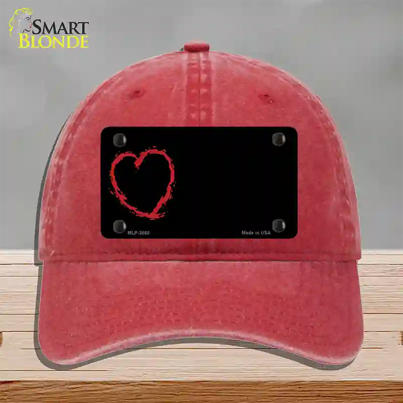 Heart Offset Novelty License Plate Hat Unconstructed Cotton / Red