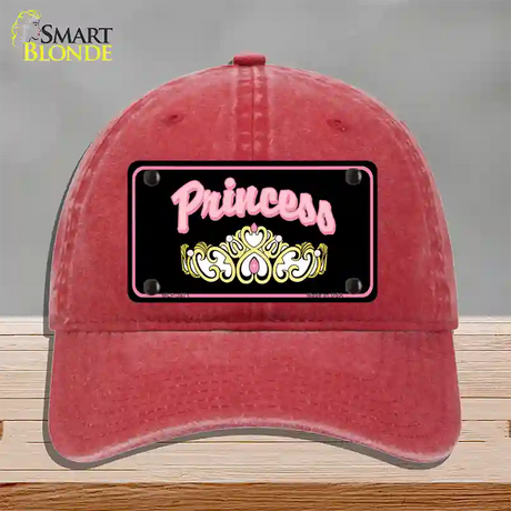 Princess Tiara Novelty License Plate Hat Unconstructed Cotton / Red