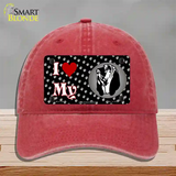 I Love My Bloodhound Novelty License Plate Hat Unconstructed Cotton / Red