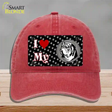 I Love My Bulldog Novelty License Plate Hat Unconstructed Cotton / Red