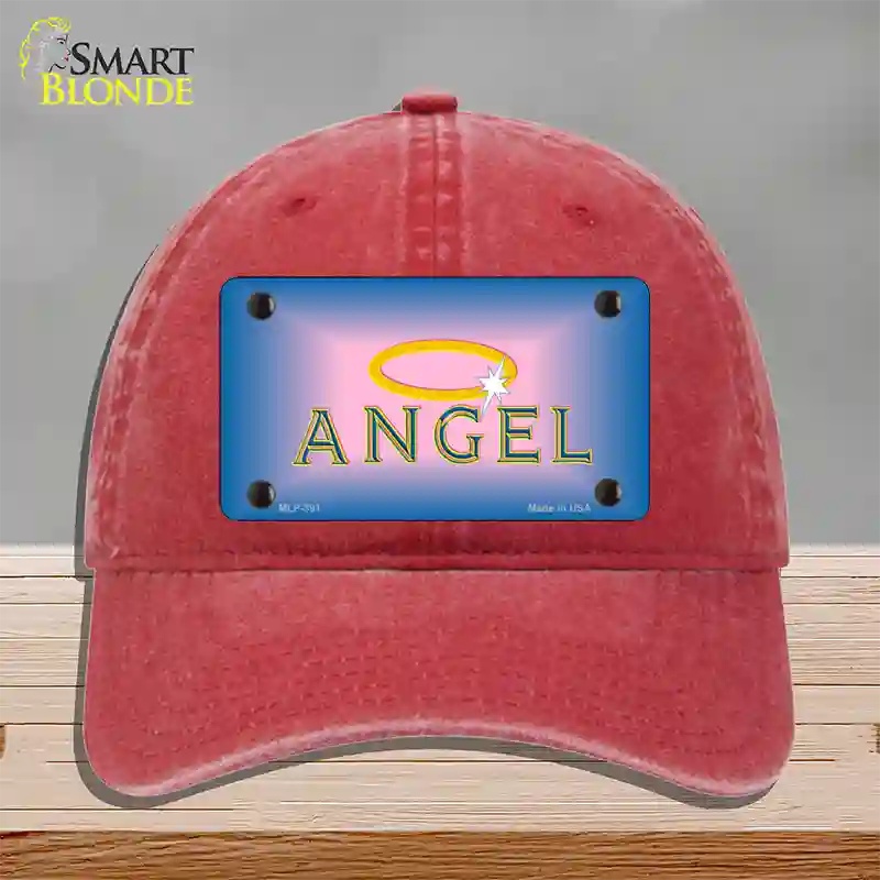 Angel Novelty License Plate Hat Unconstructed Cotton / Red