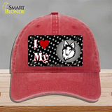 I Love My Shetland Sheepdog Novelty License Plate Hat Unconstructed Cotton / Red