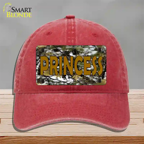 Princess Camouflage Novelty License Plate Hat Unconstructed Cotton / Red