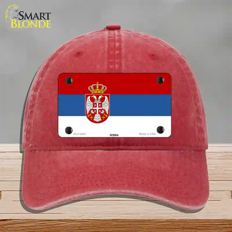 Serbia Eagle Flag Novelty License Plate Hat Unconstructed Cotton / Red