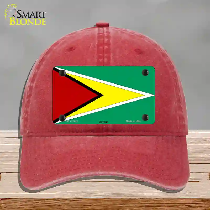 Guyana Flag Novelty License Plate Hat Unconstructed Cotton / Red