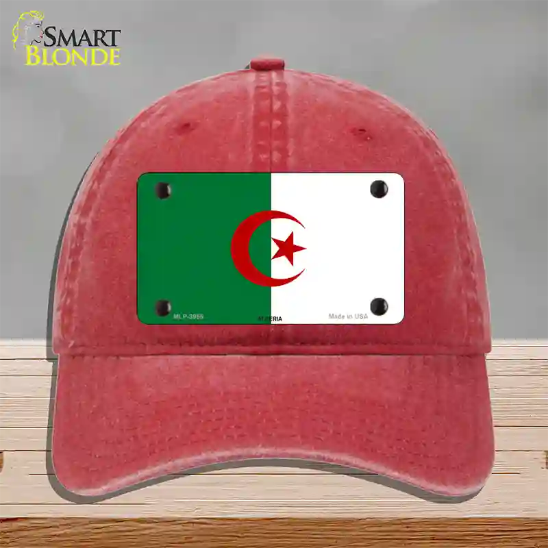 Algeria Flag Novelty License Plate Hat Unconstructed Cotton / Red