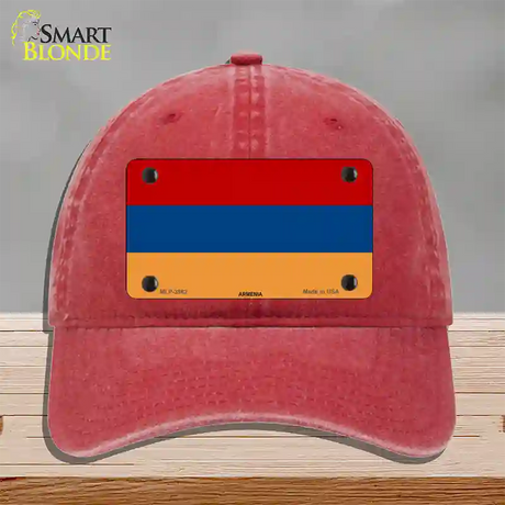 Armenia Flag Novelty License Plate Hat Unconstructed Cotton / Red