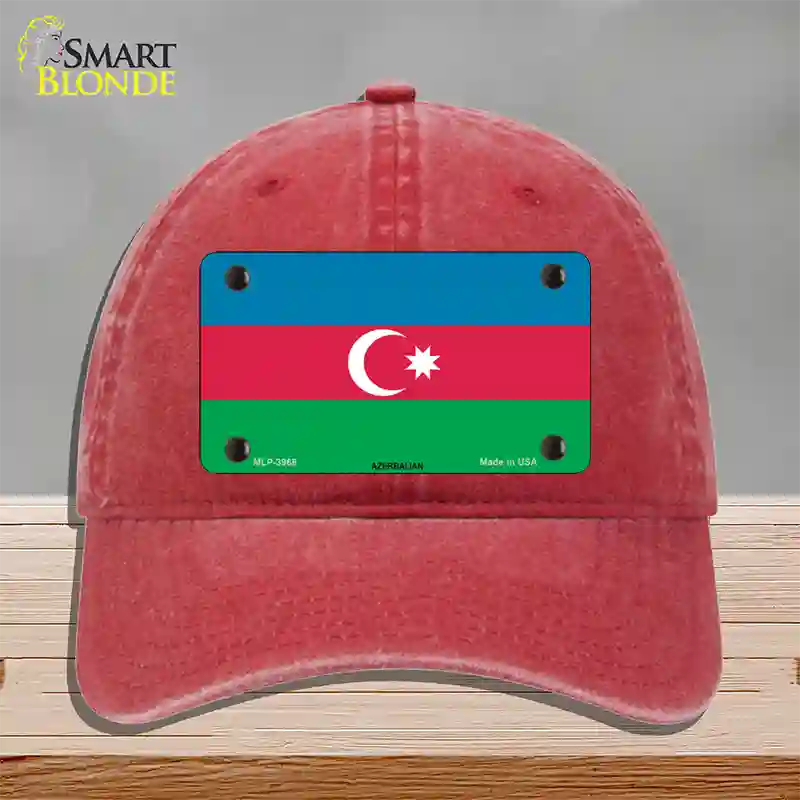 Azerbaijan Flag Novelty License Plate Hat Unconstructed Cotton / Red