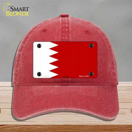 Bahrain Flag Novelty License Plate Hat Unconstructed Cotton / Red