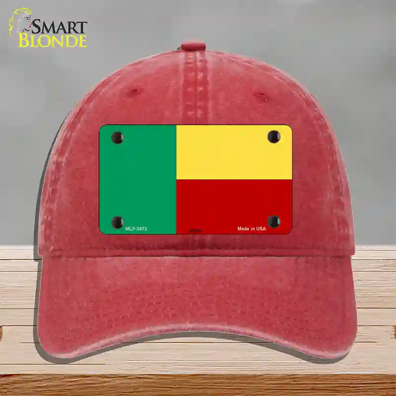 Benin Flag Novelty License Plate Hat Unconstructed Cotton / Red