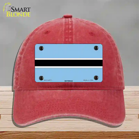 Botswana Flag Novelty License Plate Hat Unconstructed Cotton / Red