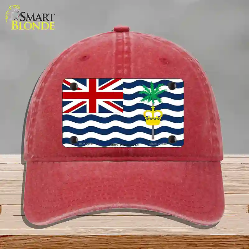 British Indian Ocean Flag Novelty License Plate Hat Unconstructed Cotton / Red