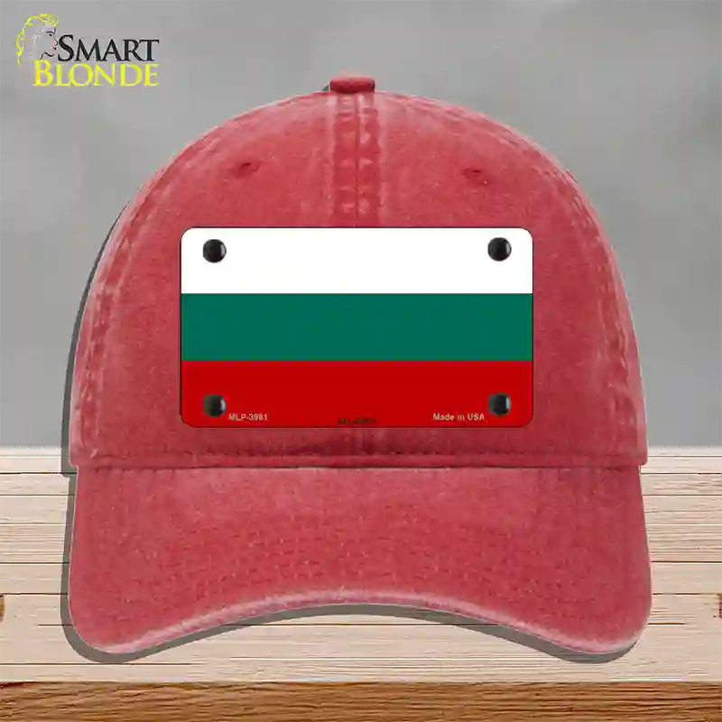 Bulgaria Flag Novelty License Plate Hat Unconstructed Cotton / Red