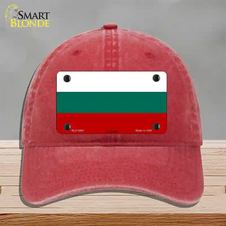 Bulgaria Flag Novelty License Plate Hat Unconstructed Cotton / Red