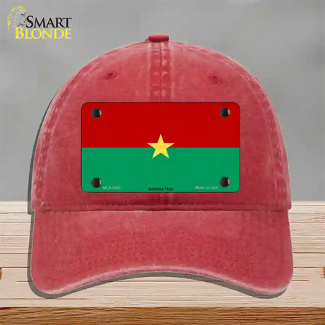 Burkina Faso Flag Novelty License Plate Hat Unconstructed Cotton / Red