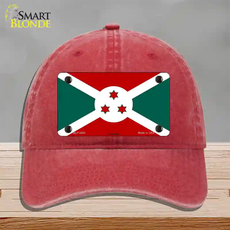 Burundi Flag Novelty License Plate Hat Unconstructed Cotton / Red