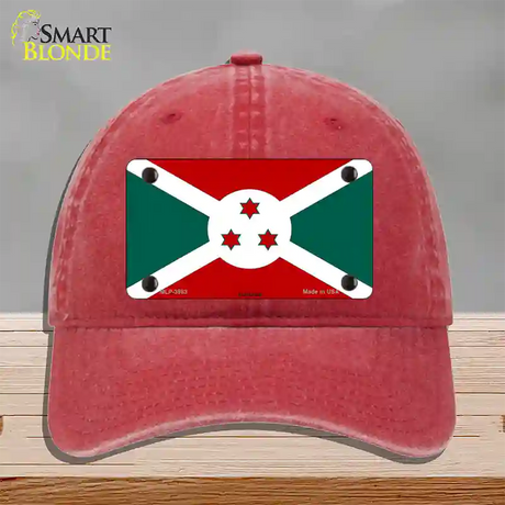 Burundi Flag Novelty License Plate Hat Unconstructed Cotton / Red