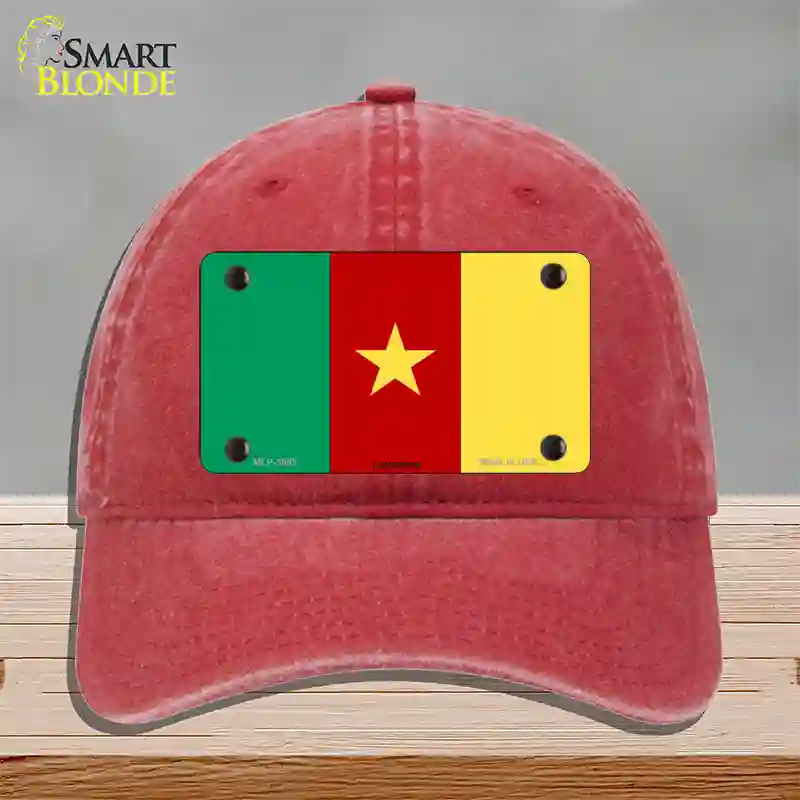 Cameroon Flag Novelty License Plate Hat Unconstructed Cotton / Red