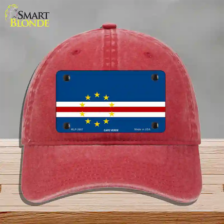 Cape Verde Flag Novelty License Plate Hat Unconstructed Cotton / Red