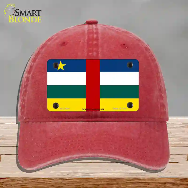 Central African Rep Flag Novelty License Plate Hat Unconstructed Cotton / Red