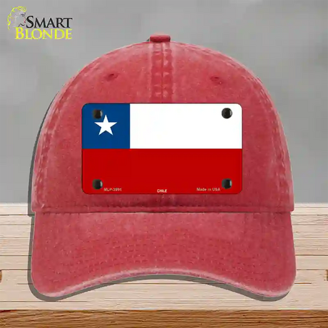 Chile Flag Novelty License Plate Hat Unconstructed Cotton / Red