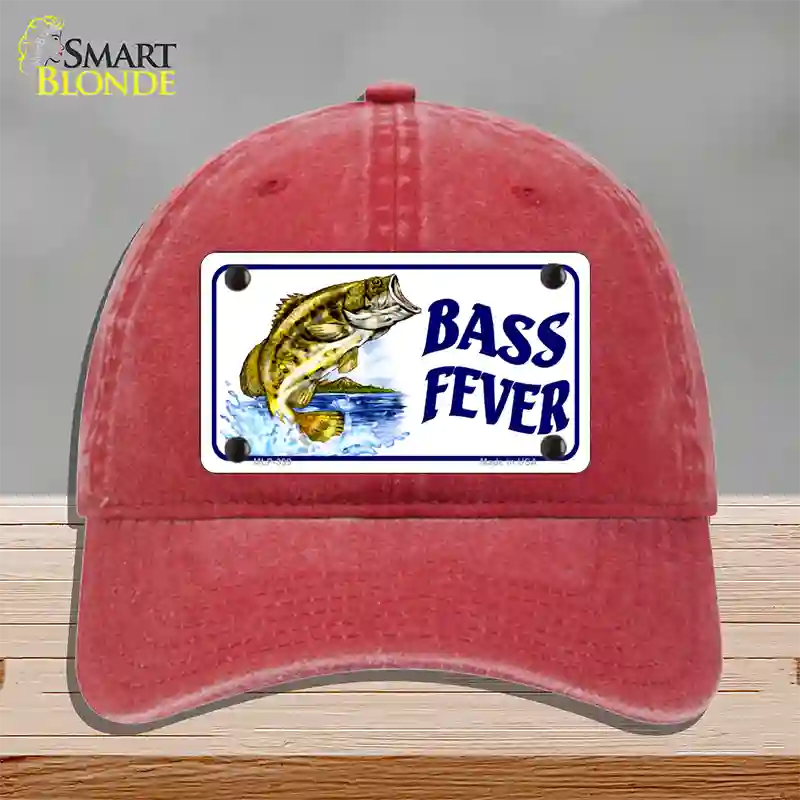 Bass Fever Novelty License Plate Hat Unconstructed Cotton / Red