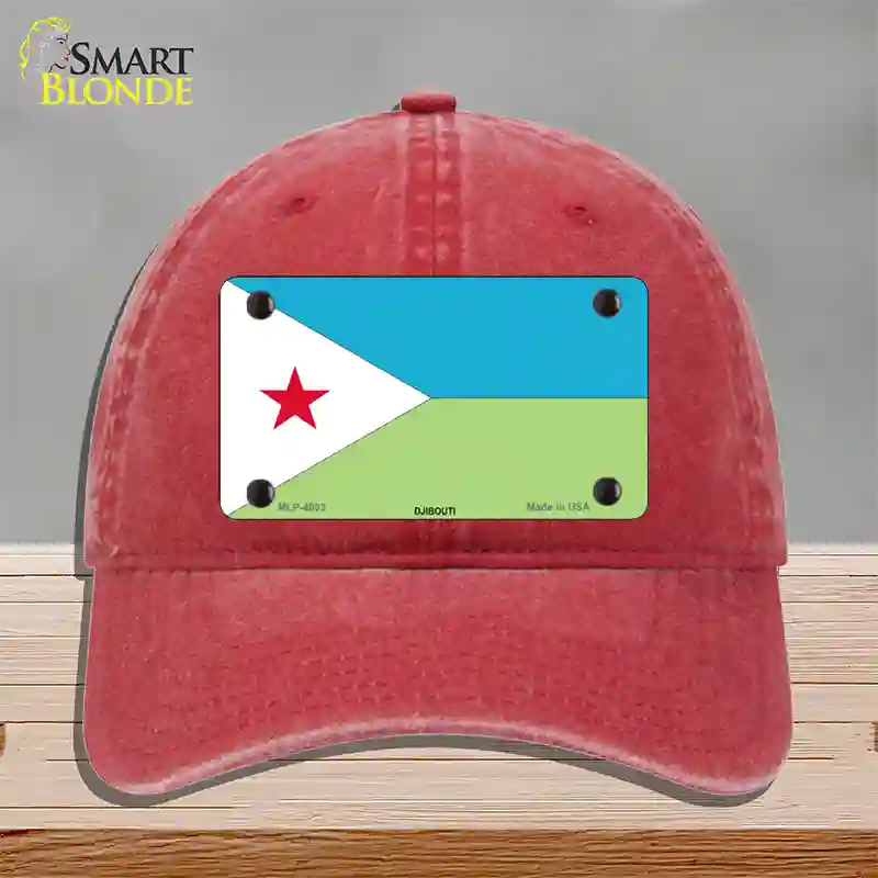 Djibouti Flag Novelty License Plate Hat Unconstructed Cotton / Red