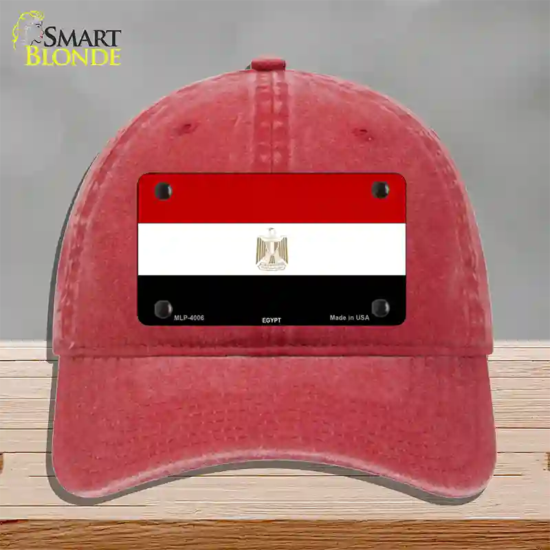 Egypt Flag Novelty License Plate Hat Unconstructed Cotton / Red