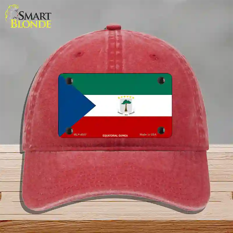 Equatorial Guinea Flag Novelty License Plate Hat Unconstructed Cotton / Red