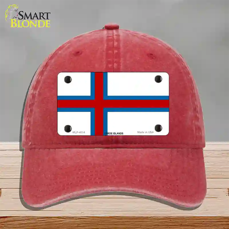 Faroe Islands Flag Novelty License Plate Hat Unconstructed Cotton / Red